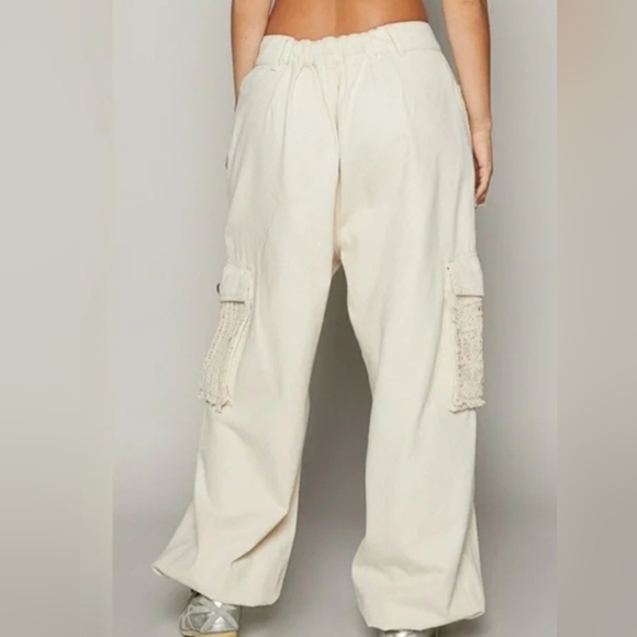 POL Distressed Cargo Pants in The Color Oatmilk. NWOT - Picture 5 of 6